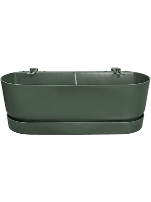 Image of Pflanztopf Greenville Easy Balcony – Leaf Green – D25cm – Balkonkasten mit Halterung & Wasserspeicher – Für Balkonbrüstung – Modernes Design