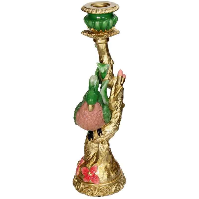 Image of Kerzenständer Bunter Vogel 33,5cm – Polyresin – Kerzenhalter Grün – Verspieltes Wohnaccessoire & dekorativer Vogel – Kerzenleuchter-4