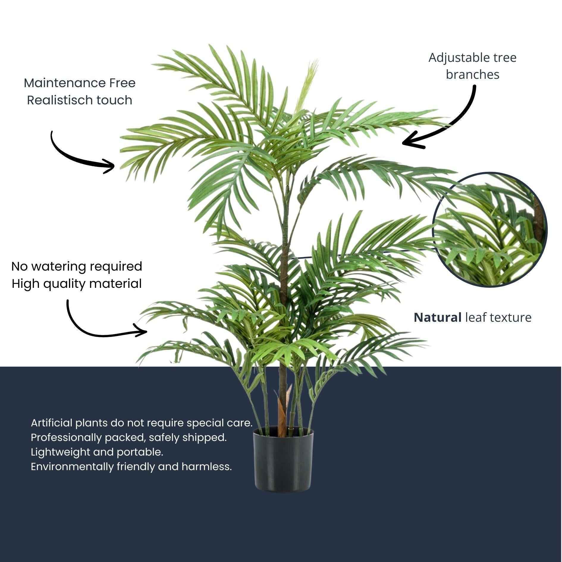 Image of Palm Phoenix Kunstpflanze – ca.90cm – Realistische künstliche Palme – Pflegefreie Deko Pflanze für Wohnzimmer Büro Flur & Gastronomie-3