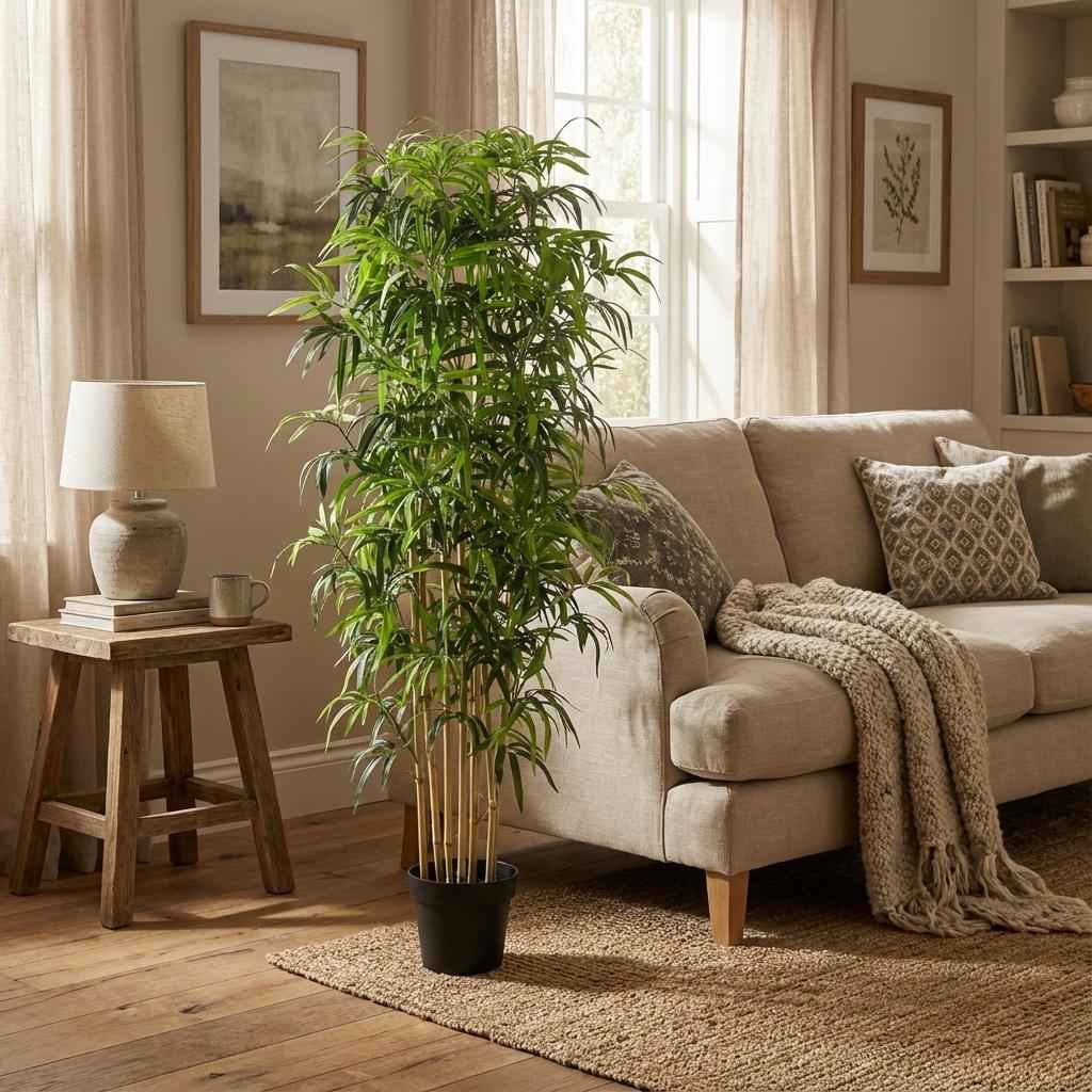 Image of Künstlicher Bambus 180cm – Große Bambus Kunstpflanze im Topf – Realistische Deko Pflanze für Wohnzimmer Büro & Empfangsbereich-1