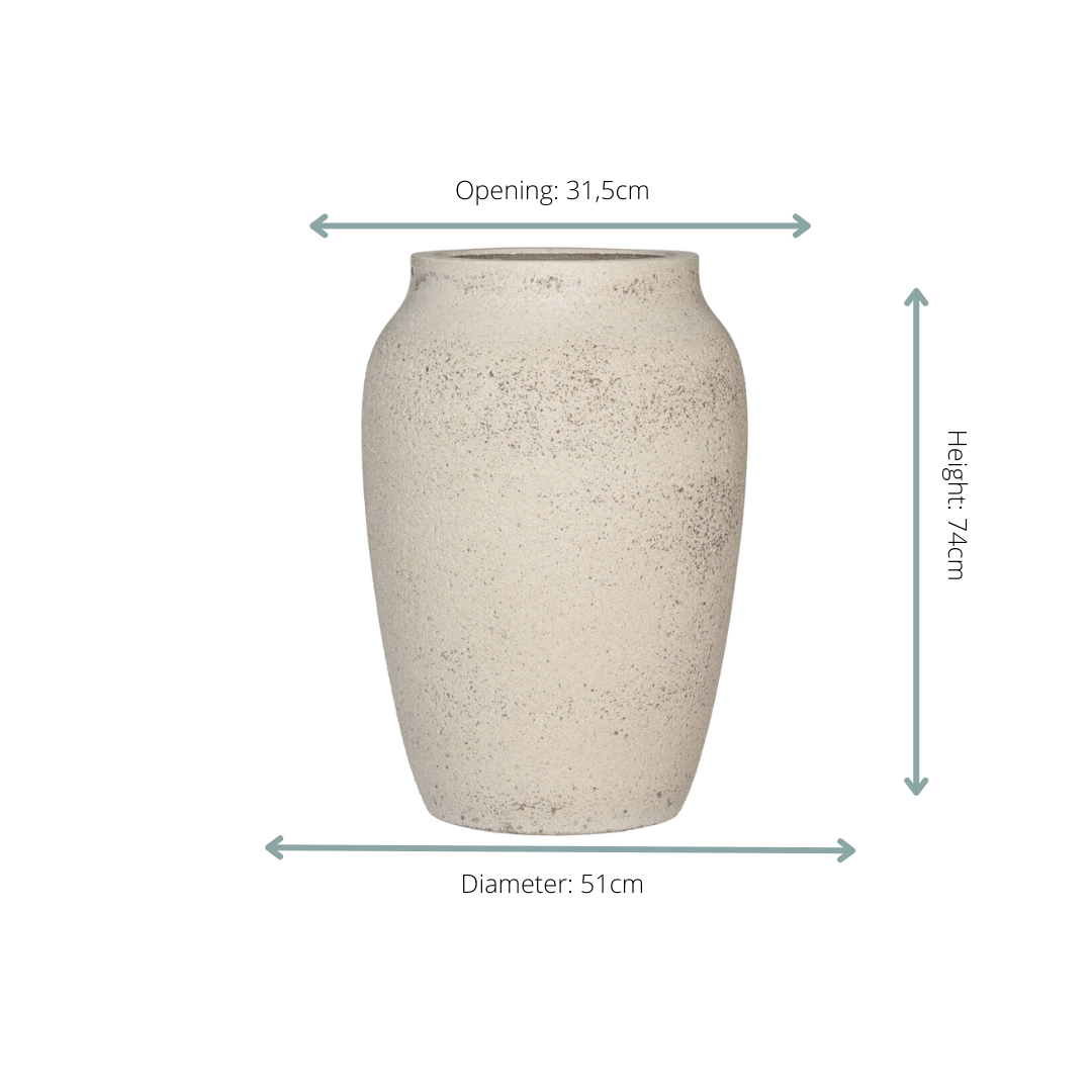 Image of Pflanztopf Hera Chalk Weiß – L – D51xH74cm – Extra großer Blumentopf in eleganter Steinoptik – Pflanzkübel für Innen & Außen-1