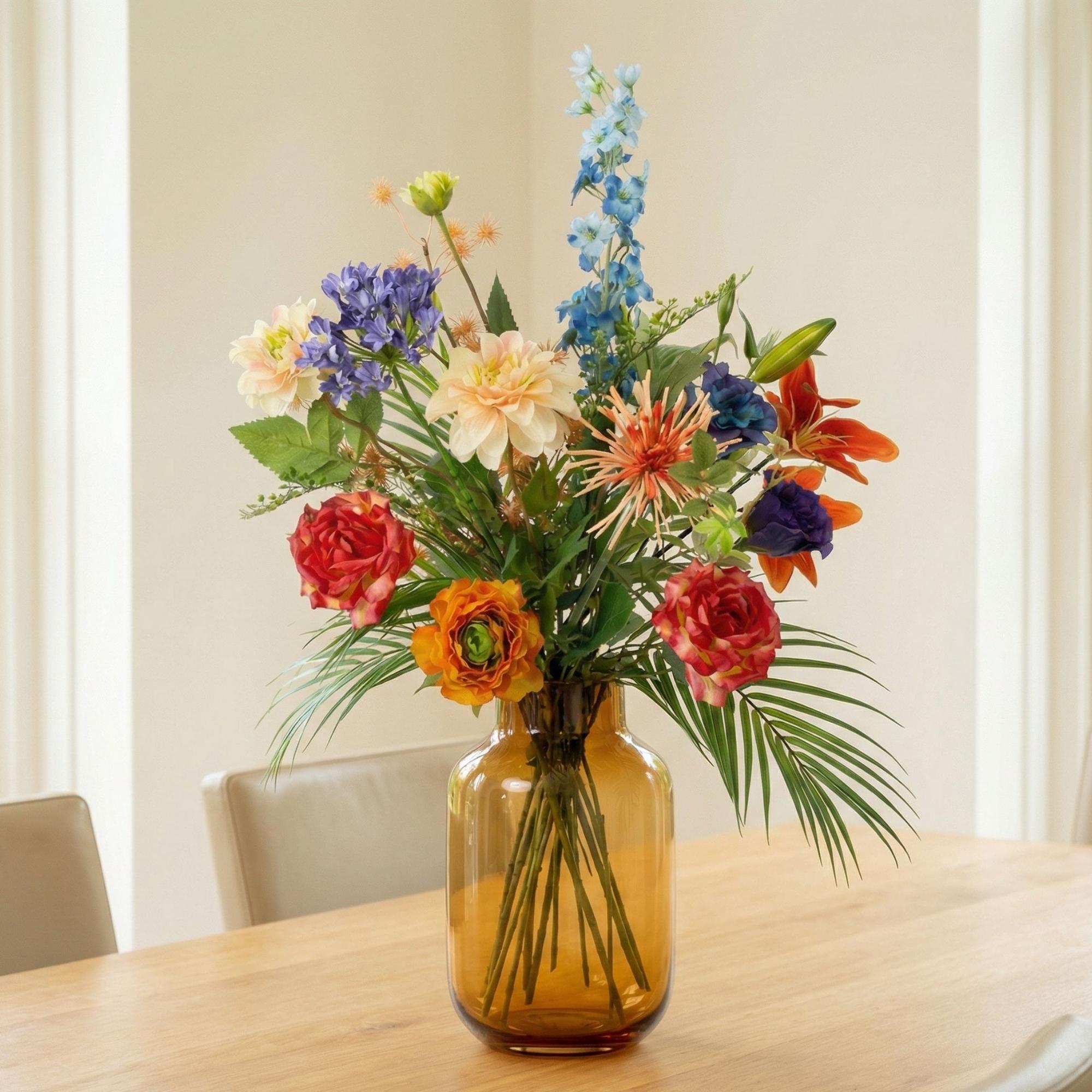 Image of Kunstblumenstrauß Colorful Bloom Deluxe 70cm – Real Touch Blumenstrauß mit 18 Stielen – Pflegefreie Premium Dekoblumen-4