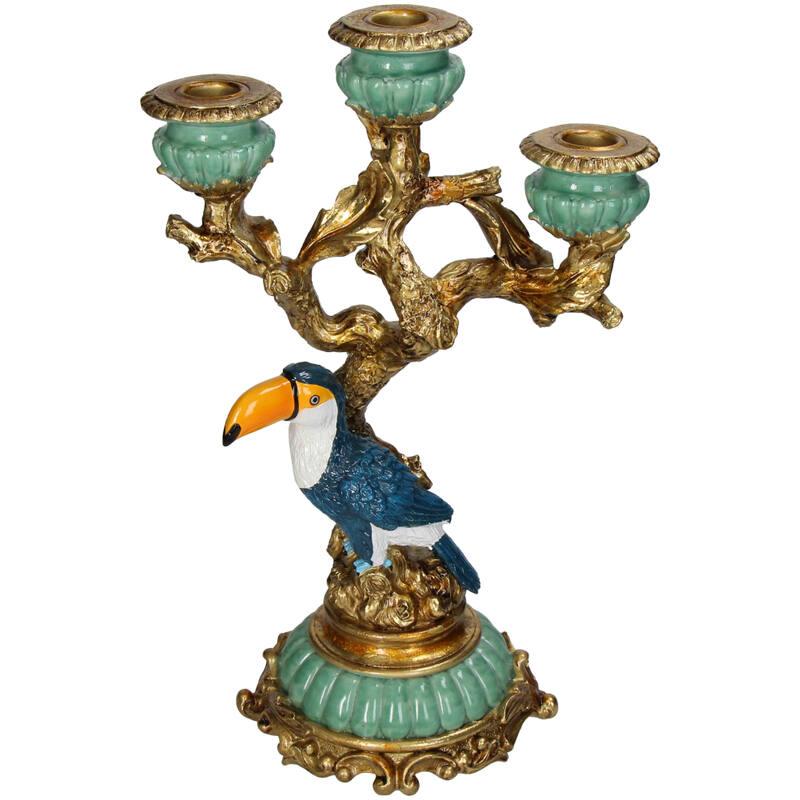 Image of Kerzenständer Tukan 33,5cm – Exotisches Polyresin – Design – Bunter Vogel – Kerzenhalter für tropisches Wohnambiente-0