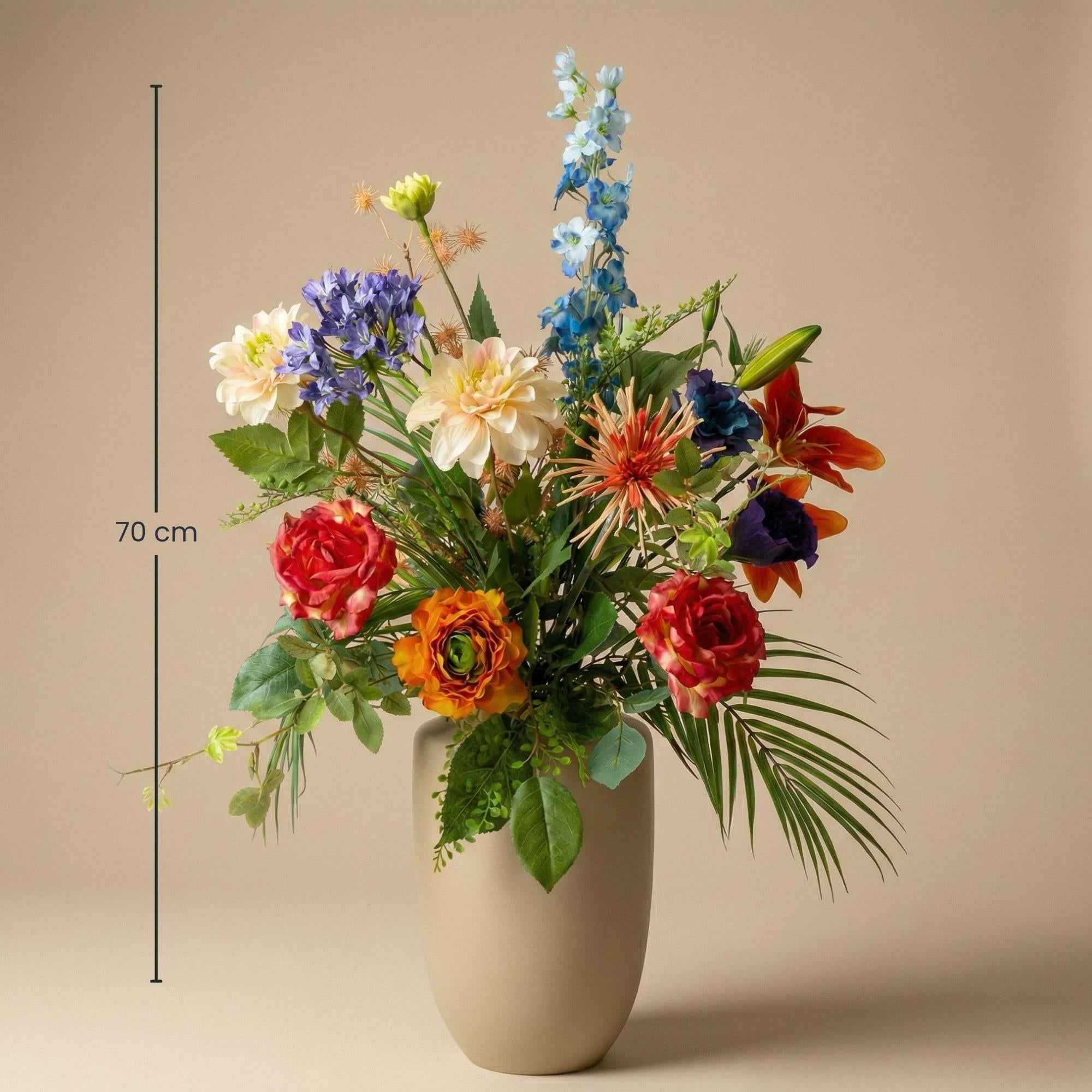 Image of Kunstblumenstrauß Colorful Bloom Deluxe 70cm – Real Touch Blumenstrauß mit 18 Stielen – Pflegefreie Premium Dekoblumen-1