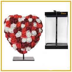 Image of Herz DELUXE Deko – Objekt auf Ständer – 15cm – Edle Farbmischung in Rot, Bordeaux & Weiß – Geschenkidee mit luxuriöser Verpackung – Nur für Innenräume-0