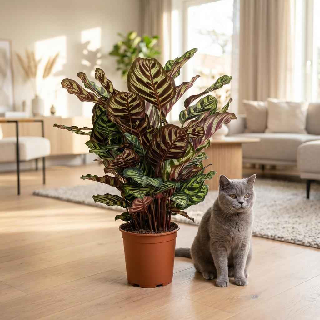 Image of Calathea makoyana Pfauen – Korbmarante grün 70cm 19cm Zimmerpflanze pflegeleicht Blätter für Wohnzimmer Büro Schlafzimmer tropische Grünpflanze-4