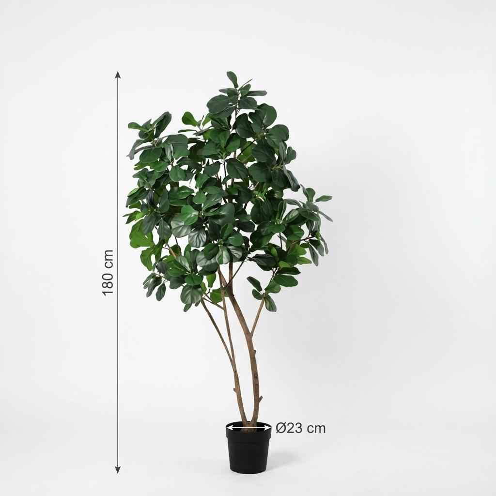 Image of Ficus Lyrata Tree Kunstpflanze 180cm – Große Geigenfeige Deko Baum – Pflegefreie Zimmerpflanze für Wohnzimmer Büro & Empfangsbereich