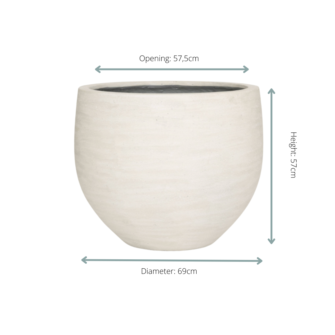 Image of Pflanztopf Jumbo Orb Ivory Washed – D69xH57cm – Runder Design – Blumentopf in Elfenbeinoptik – Wetterfester Gartenkübel für Innen & Außen-1