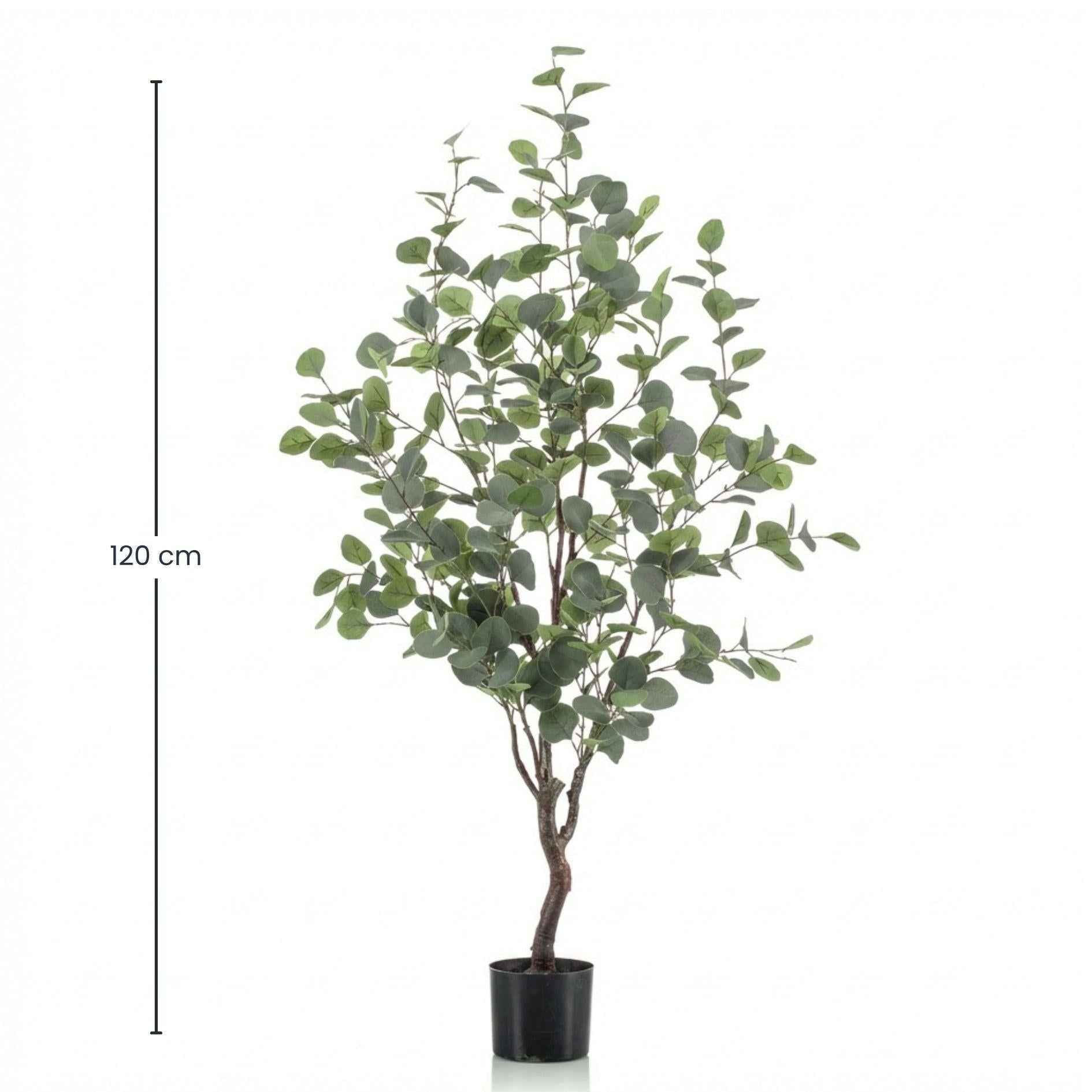 Image of Künstlicher Eukalyptusbaum 120cm im Topf – realistische Kunstpflanze mit grün – grauen Blättern – pflegefreie Zimmerdeko für Wohnzimmer, Flur & Büro-1