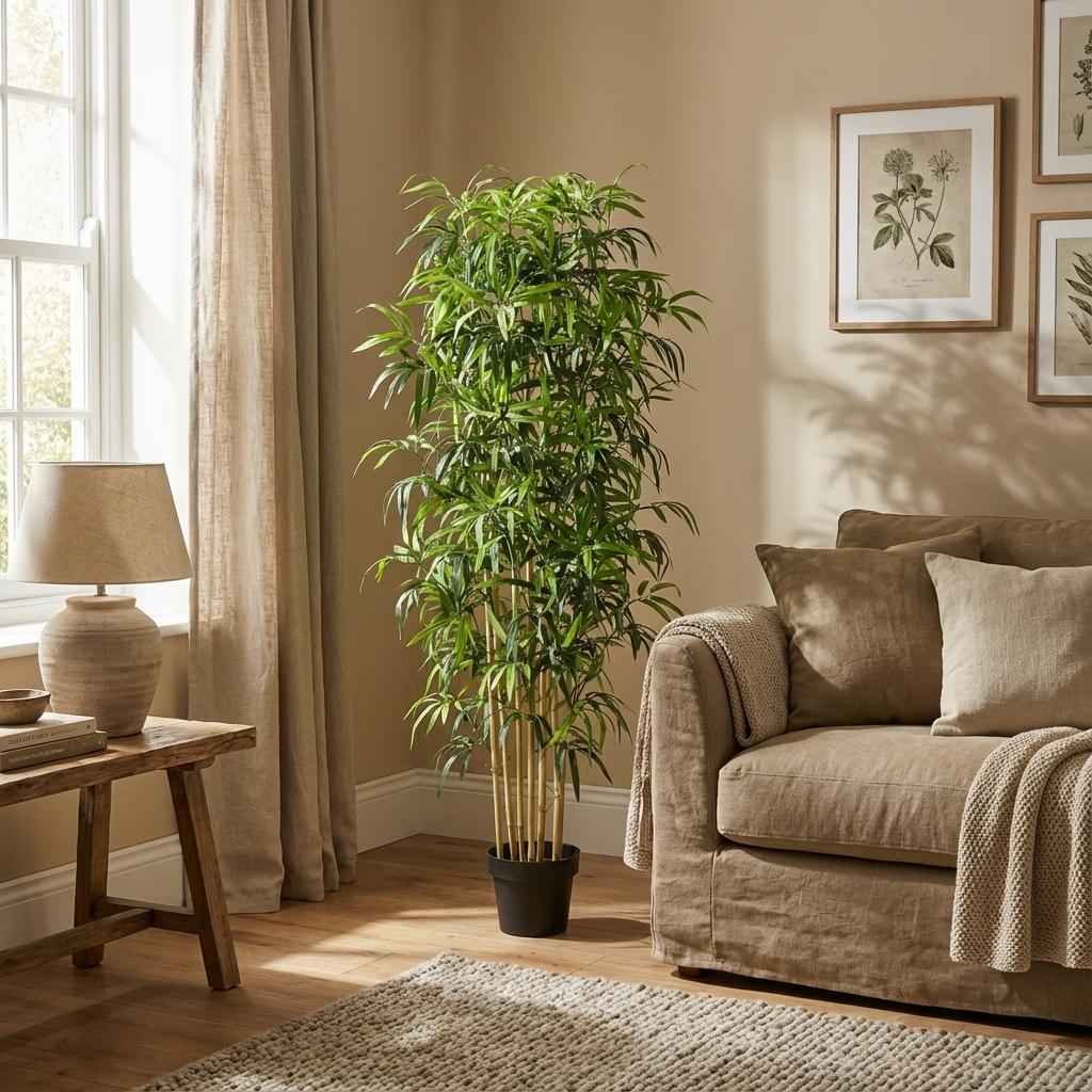 Image of Künstlicher Bambus 150cm – Bambus Kunstpflanze im Topf – Pflegefreie Deko Pflanze für Wohnzimmer Büro & Empfangsbereich-2