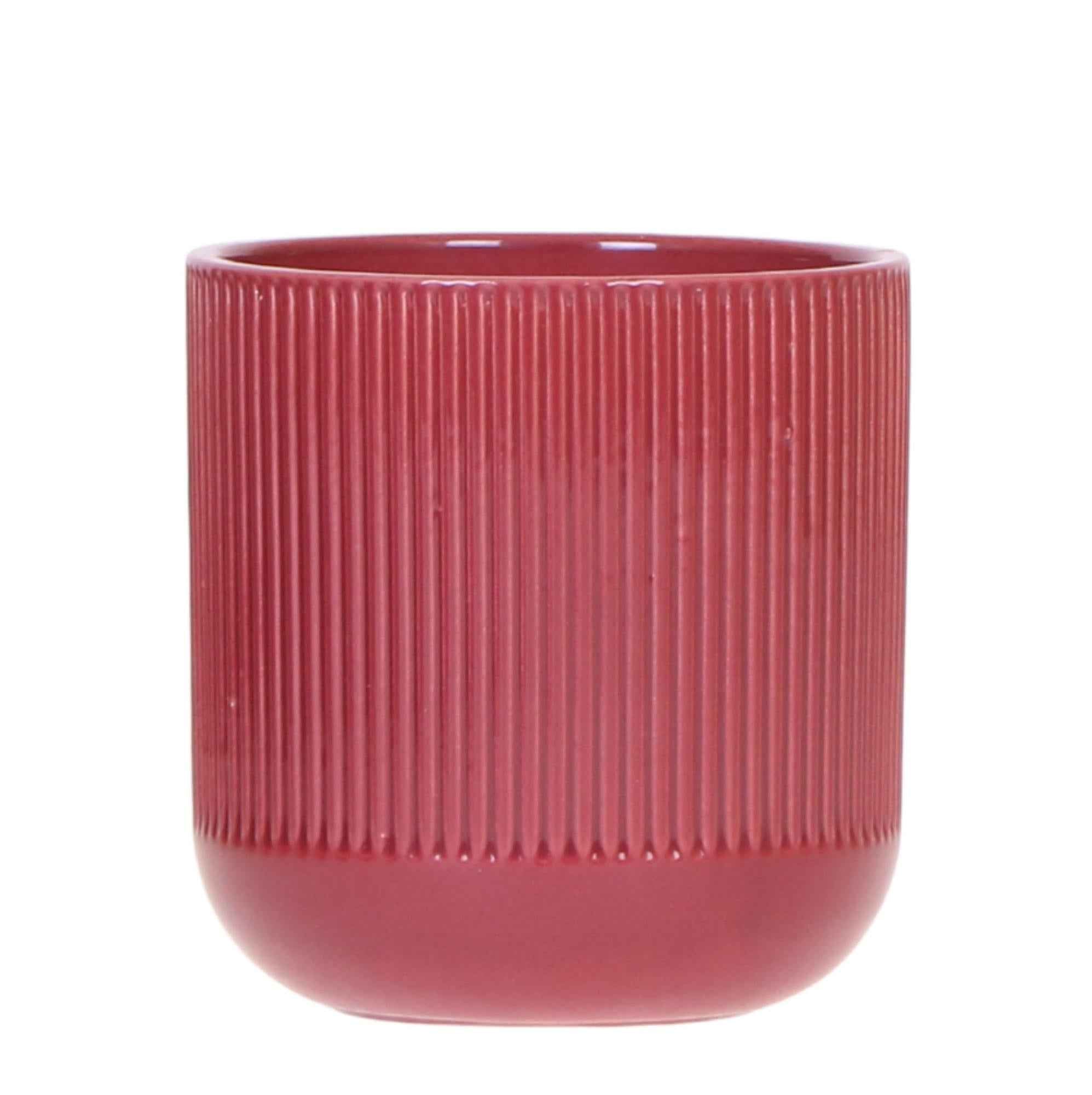 Image of Flare Dekotopf Red – Stilvoller Retro – Blumentopf Ø9cm – Rotes Rillenmuster – Bold Seventies Design-0