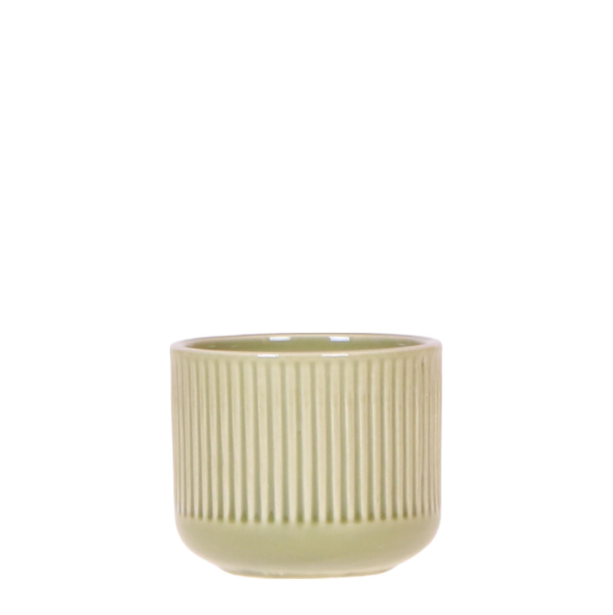 Image of Flare Dekotopf Green – Ø6cm – Kleiner Retro – Blumentopf mit Rillenstruktur – Bold Seventies Design – Für Mini-0
