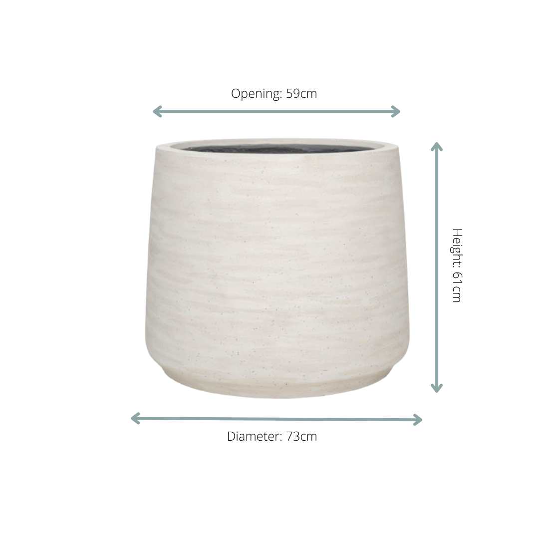 Image of Pflanztopf Jumbo Patt Ivory Washed – D73xH61cm – Großer Design – Blumentopf in Elfenbeinoptik – Wetterfester Gartenkübel für Innen & Außen-1