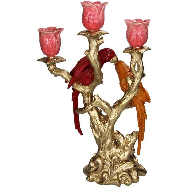 Image of Kerzenständer Vogel aus Polyresin 37,5cm – Bunter, künstlerischer Kerzenhalter – Dekoration für Esstisch, Kaminsims & Sideboard-0