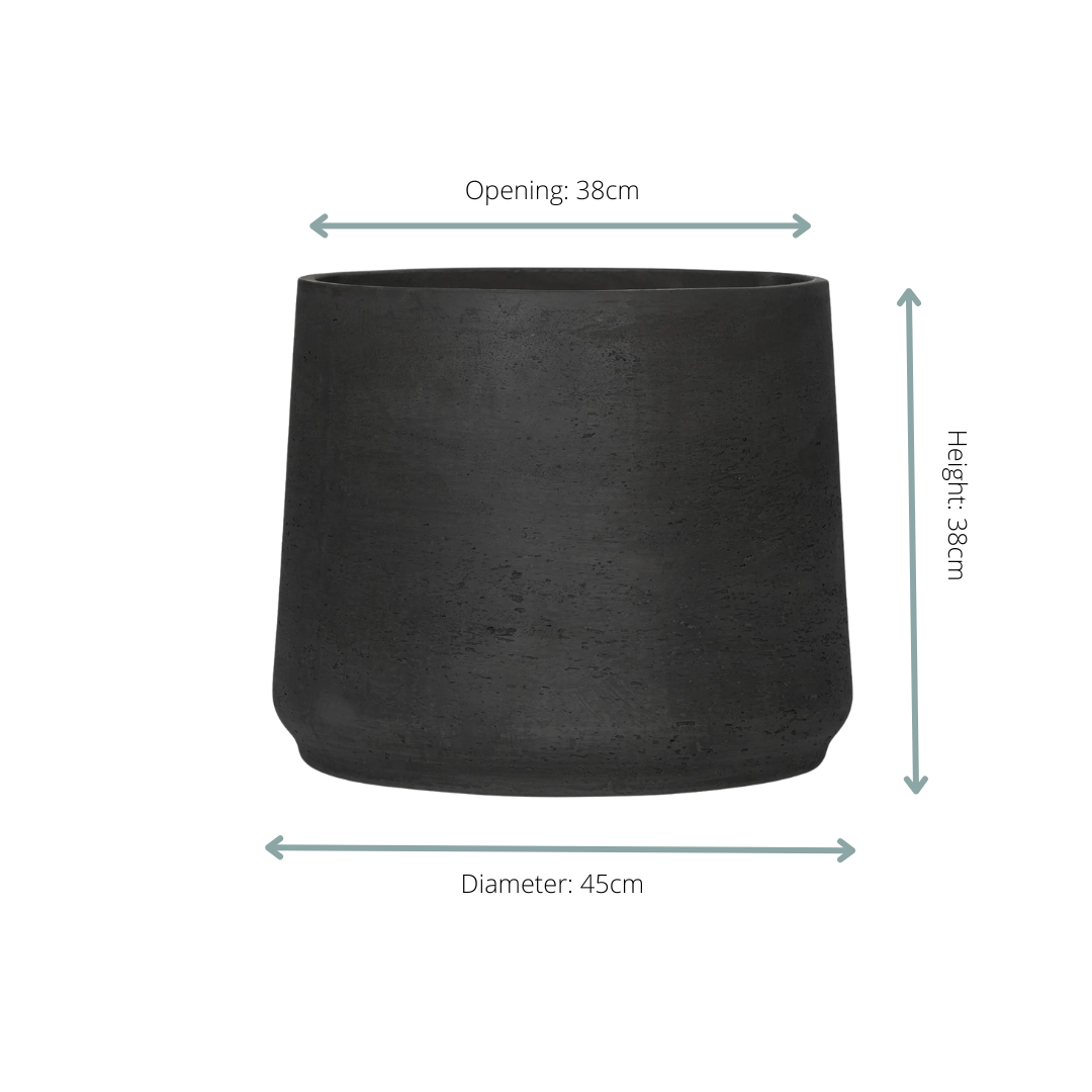 Image of Pflanzgefäß Jumbo Patt Black Washed – D45xH38cm – Blumentopf in Beton – Optik – Stilvoller Pflanzkübel für Innen & Außen-1