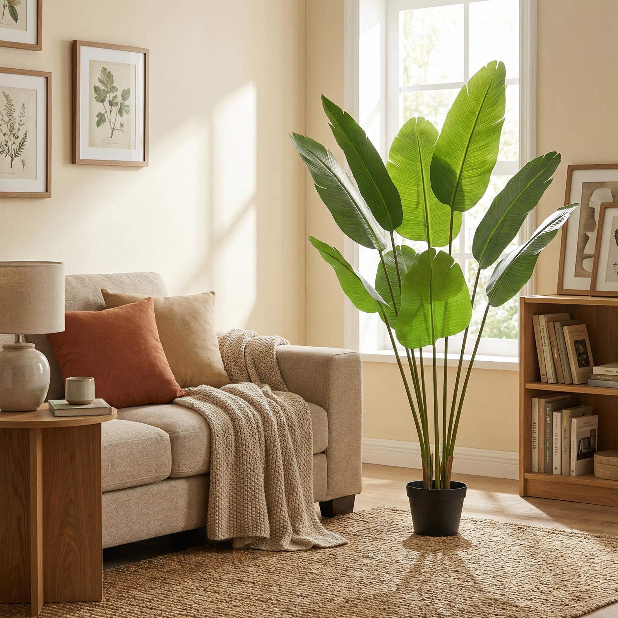 Image of Kunstpflanze Strelitzia Nicolai 135cm – künstliche Paradiesvogelpflanze – realistische XXL – Blätter & tropische Optik – pflegeleichte Grün-4