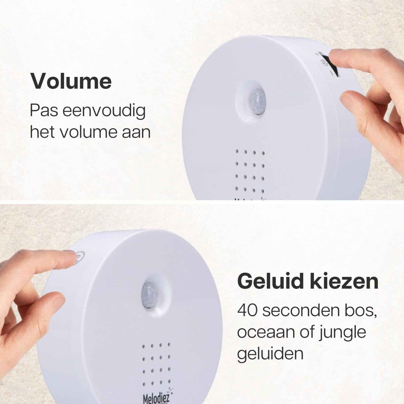 Image of Melodiez Musikbox Weiß – Naturklänge mit Bewegungssensor – Kompakte Soundbox für beruhigende Vogelstimmen, Meeresrauschen & Dschungelklänge-4