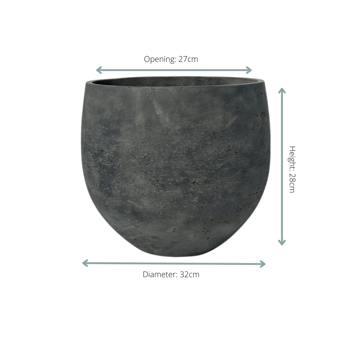 Image of Pflanzgefäß Orb Black Washed – D32xH28cm – Blumentopf in schwarzer Steinoptik – Stilvoller Pflanzkübel für Innen & Außen-1