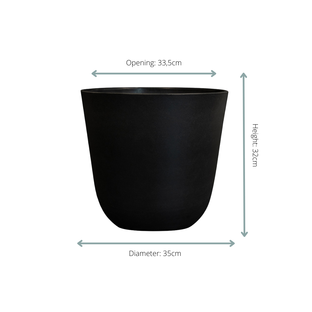 Image of Pflanztopf Palermo Schwarz – D35xH32cm – Moderner Blumentopf in edler Betonoptik – Hochwertiger, wetterfester Pflanzkübel aus robustem Kunststoff – Für Innen- & geschützte Außenbereiche-1