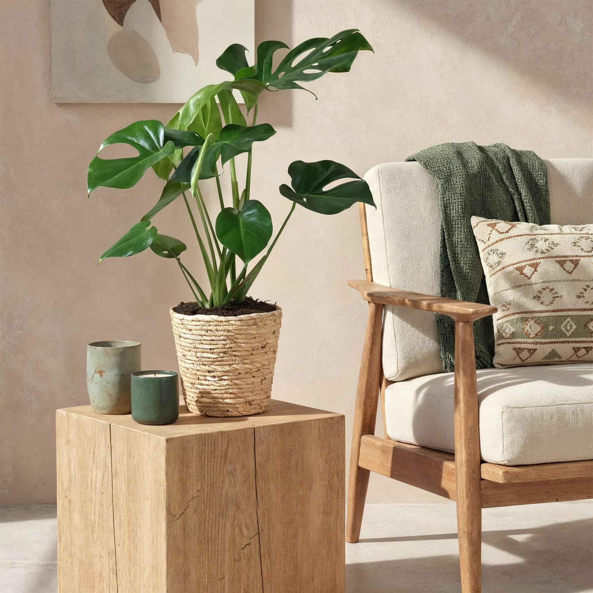Image of Monstera Deliciosa Fensterblatt – Grün – 21cm – Höhe 70-80cm – Pflegeleichte tropische Zimmerpflanze für Wohnräume – Dekoratives großes Blattwerk-3