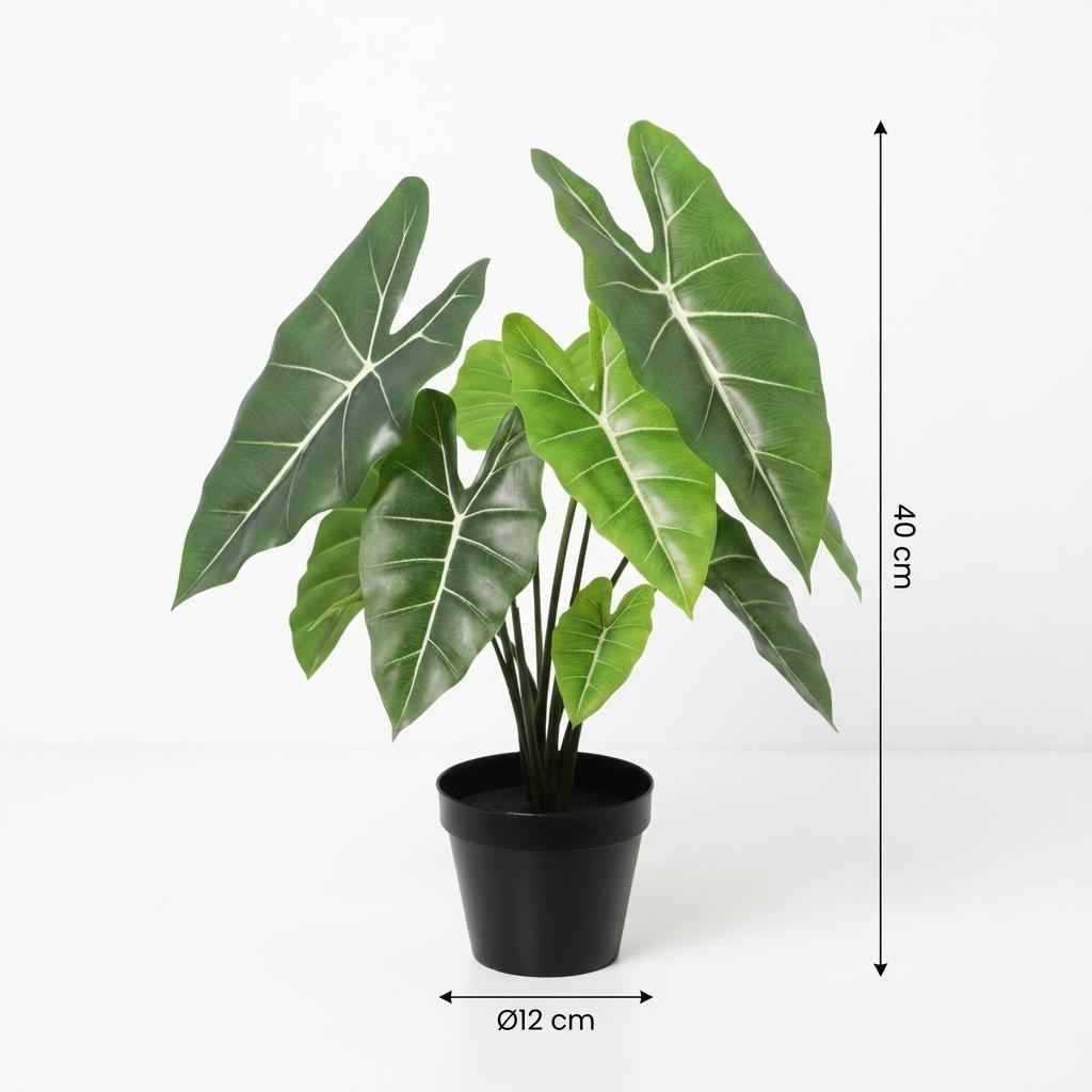 Image of Alocasia Polly Kunstpflanze 40cm – Dekorative Elefantenohr Deko Pflanze – Pflegefreie Zimmerpflanze für Wohnzimmer Büro & Fensterbank