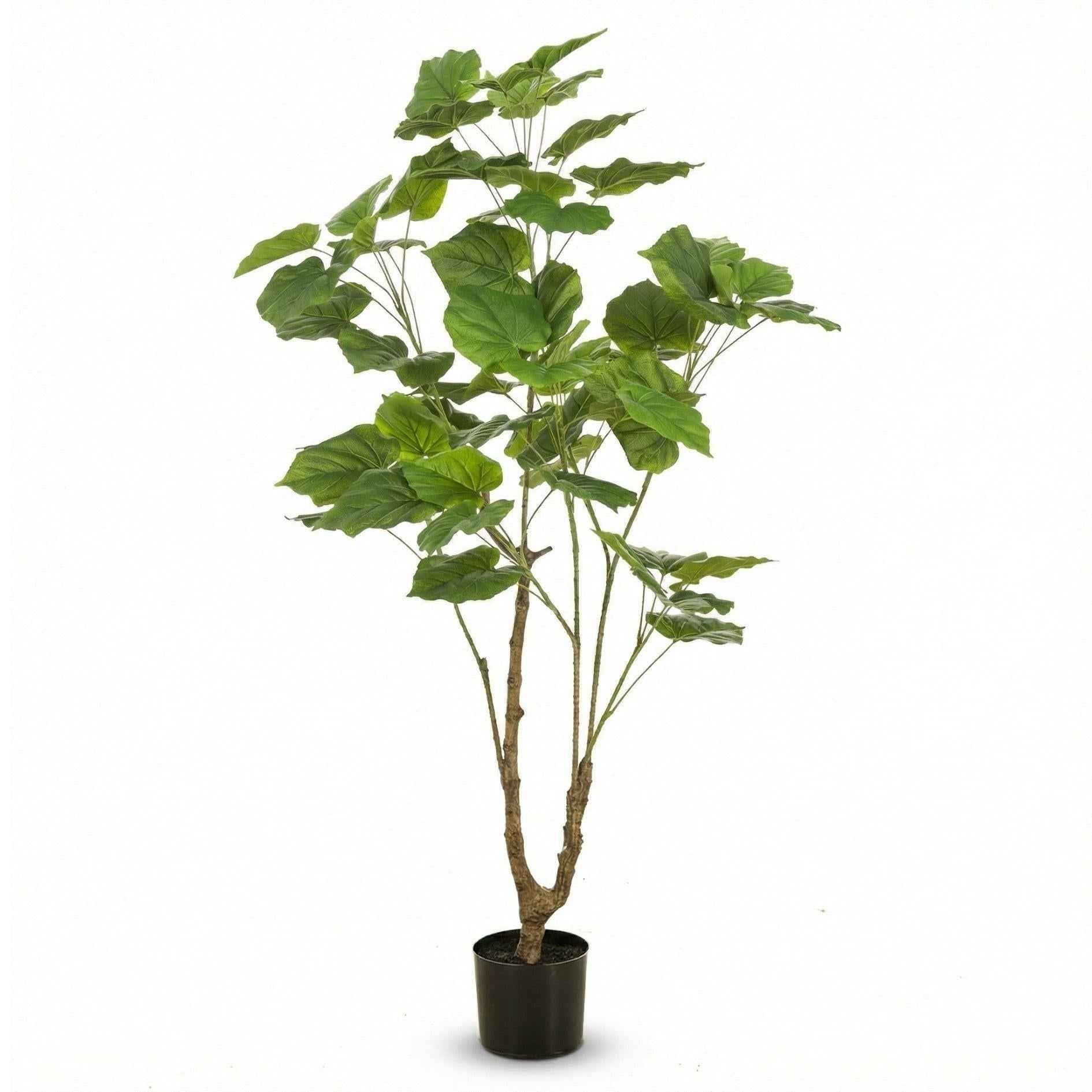 Image of Ficus Schirmbaum Kunstpflanze 125cm – Große künstliche Zimmerpflanze mit Stamm – Realistische Deko Pflanze für Wohnzimmer Büro & Restaurant-0