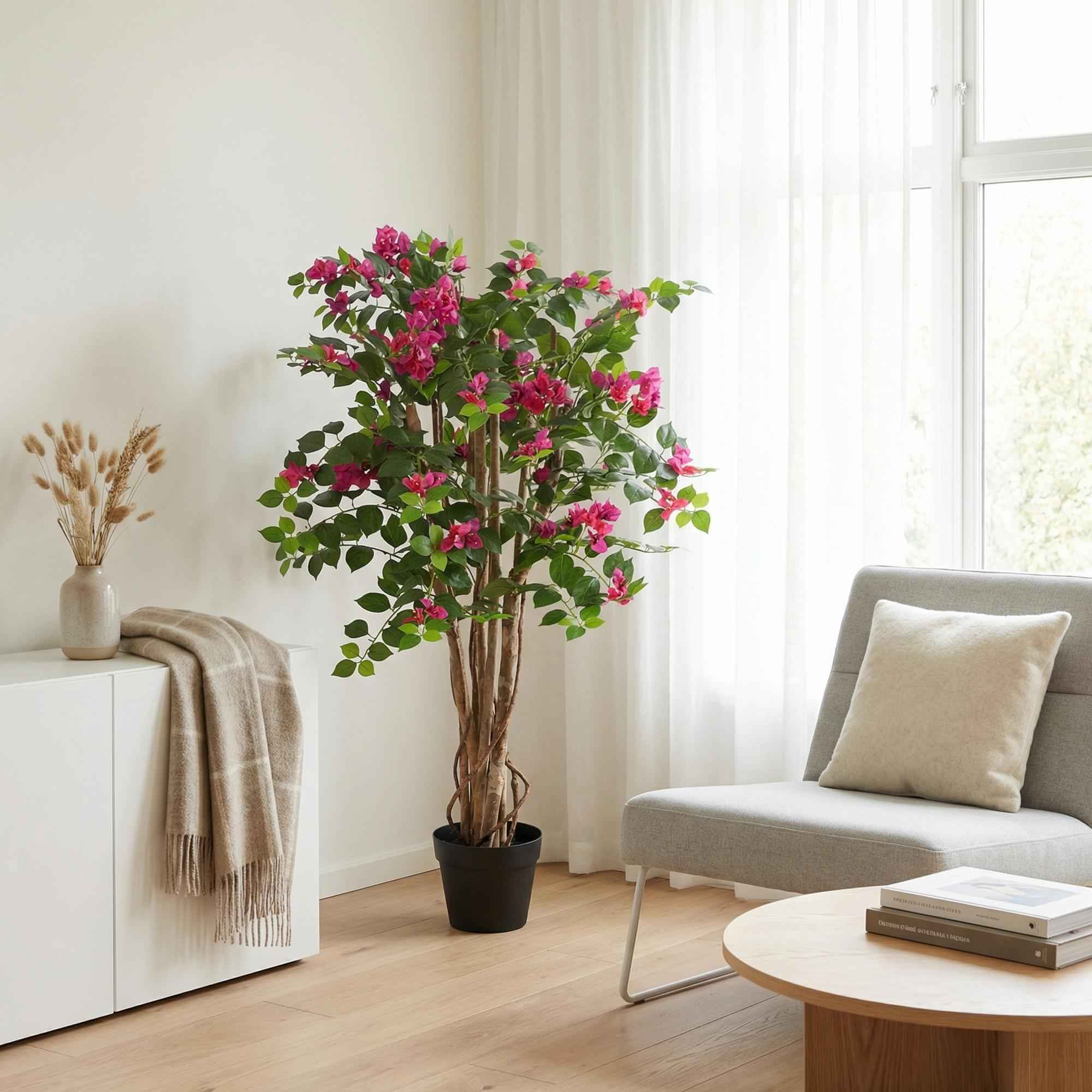 Image of Kunstpflanze Bougainvillea 120cm – künstliche Bougainville im Topf – blühender Deko – Baum mit realistischer Blütenoptik – pflegeleichte Grün-2