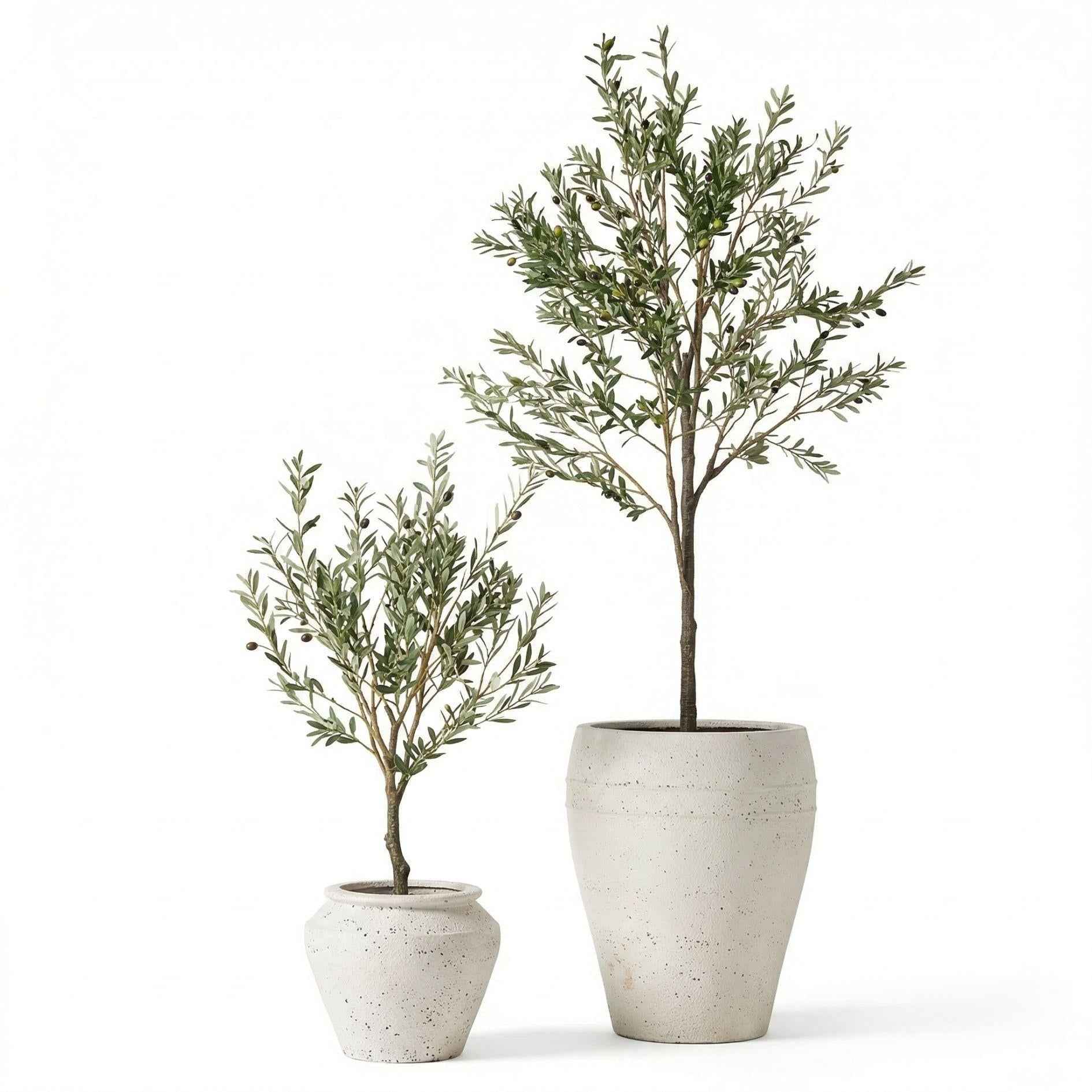 Image of Künstlicher Olivenbaum 140cm im Topf – realistische Kunstpflanze mit Oliven & grün – grauen Blättern – mediterrane Deko für Wohnzimmer, Flur & Büro-2