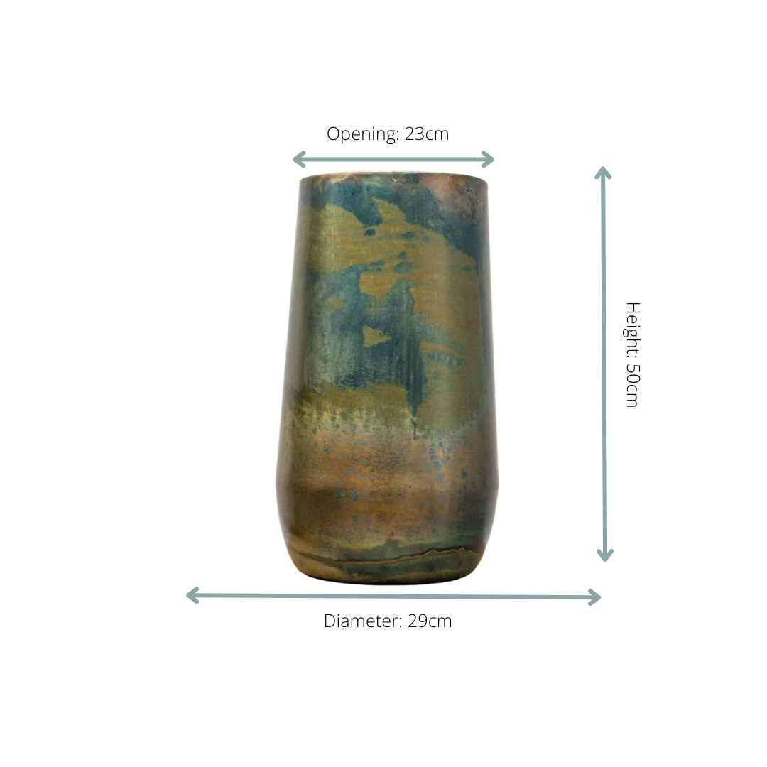 Image of Vase Elisa Vintage Green – D29xH50cm – Große Dekovase im Vintage – Look – Stilvolle Blumenvase in Grün-1