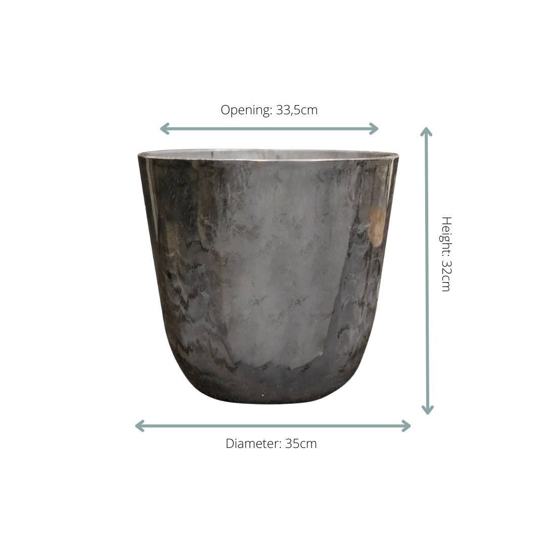 Image of Pflanztopf Palermo Marble – Grau – D35xH32cm – Großer Blumentopf in Marmoroptik – Pflanzkübel für Innen & Außen-1