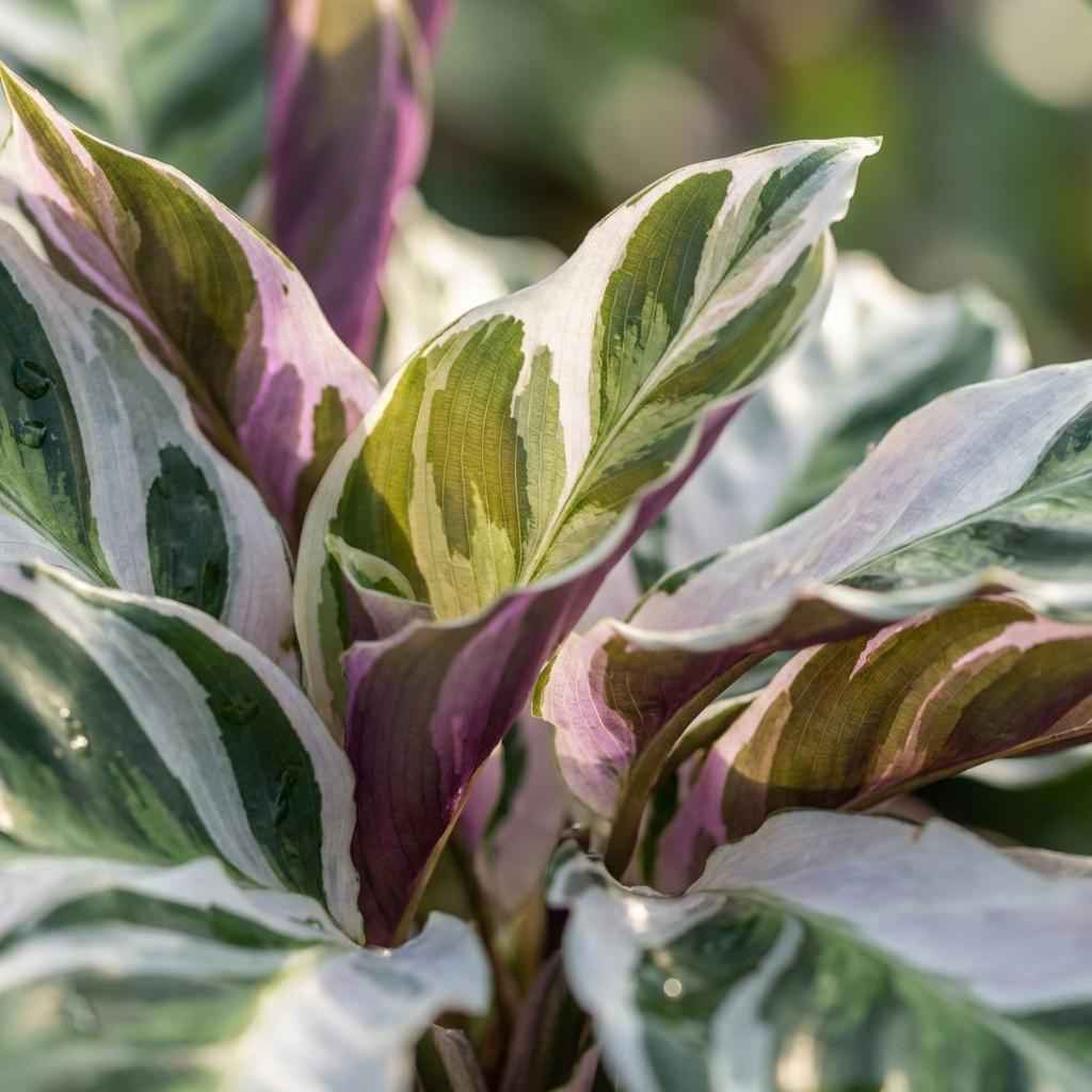 Image of Korbmarante Calathea Fusion White Ø14cm Höhe 35-40cm – Seltene Gebetspflanze mit weißen & lila Blättern – Exklusive Zimmerpflanze für Wohnraum-2