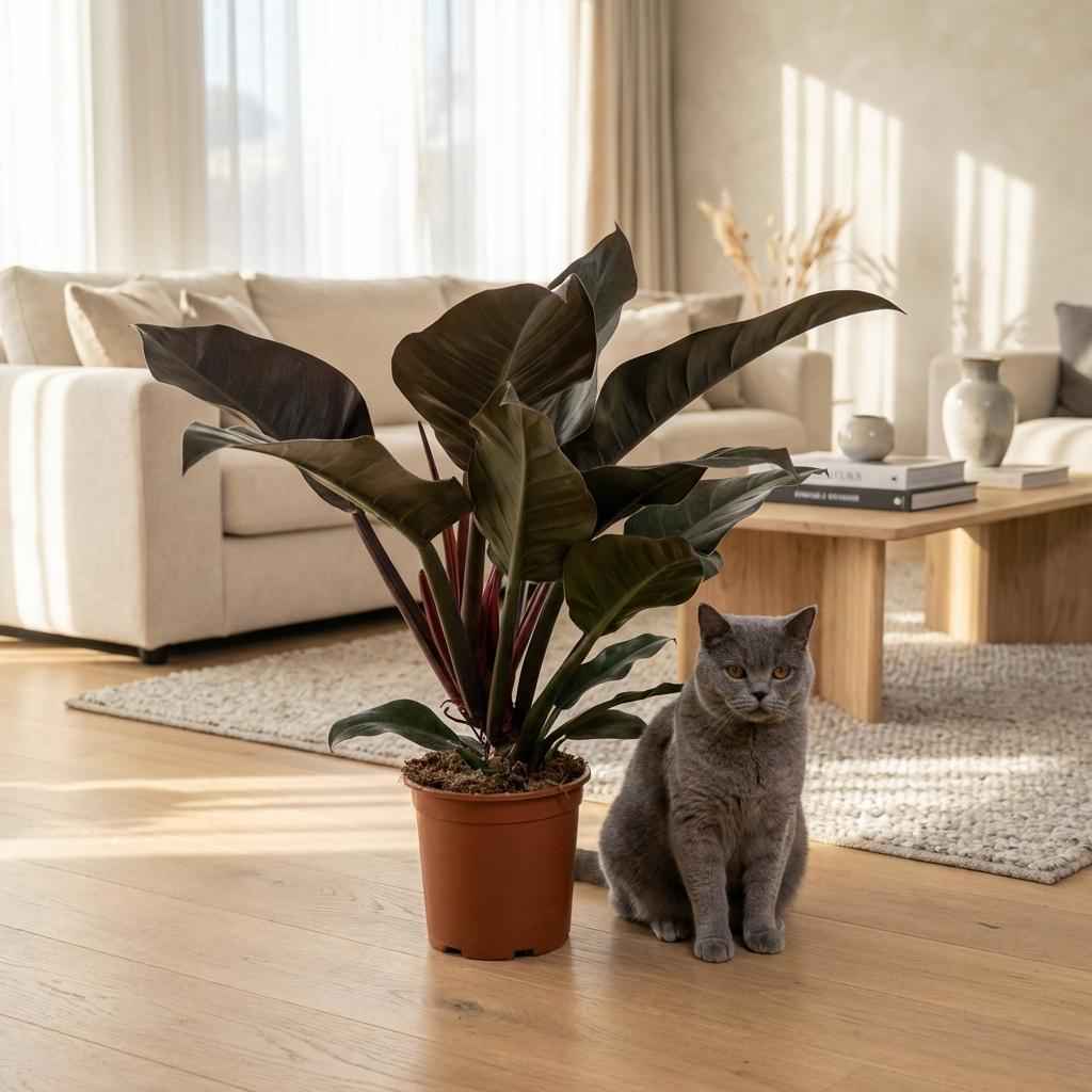 Image of Philodendron Imperial Red rot grün 60cm 19cm Zimmerpflanze pflegeleicht dekorative Blätter für Wohnzimmer Büro Schlafzimmer tropische Grünpflanze-2