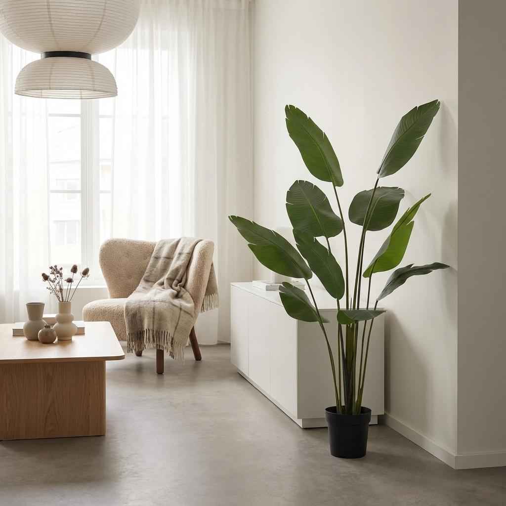 Image of Strelitzia Nicolai Kunstpflanze 180cm – Große Paradiesvogelblume Deko Pflanze – Pflegefreie Zimmerpflanze für Wohnzimmer Büro & Empfangsbereich-2