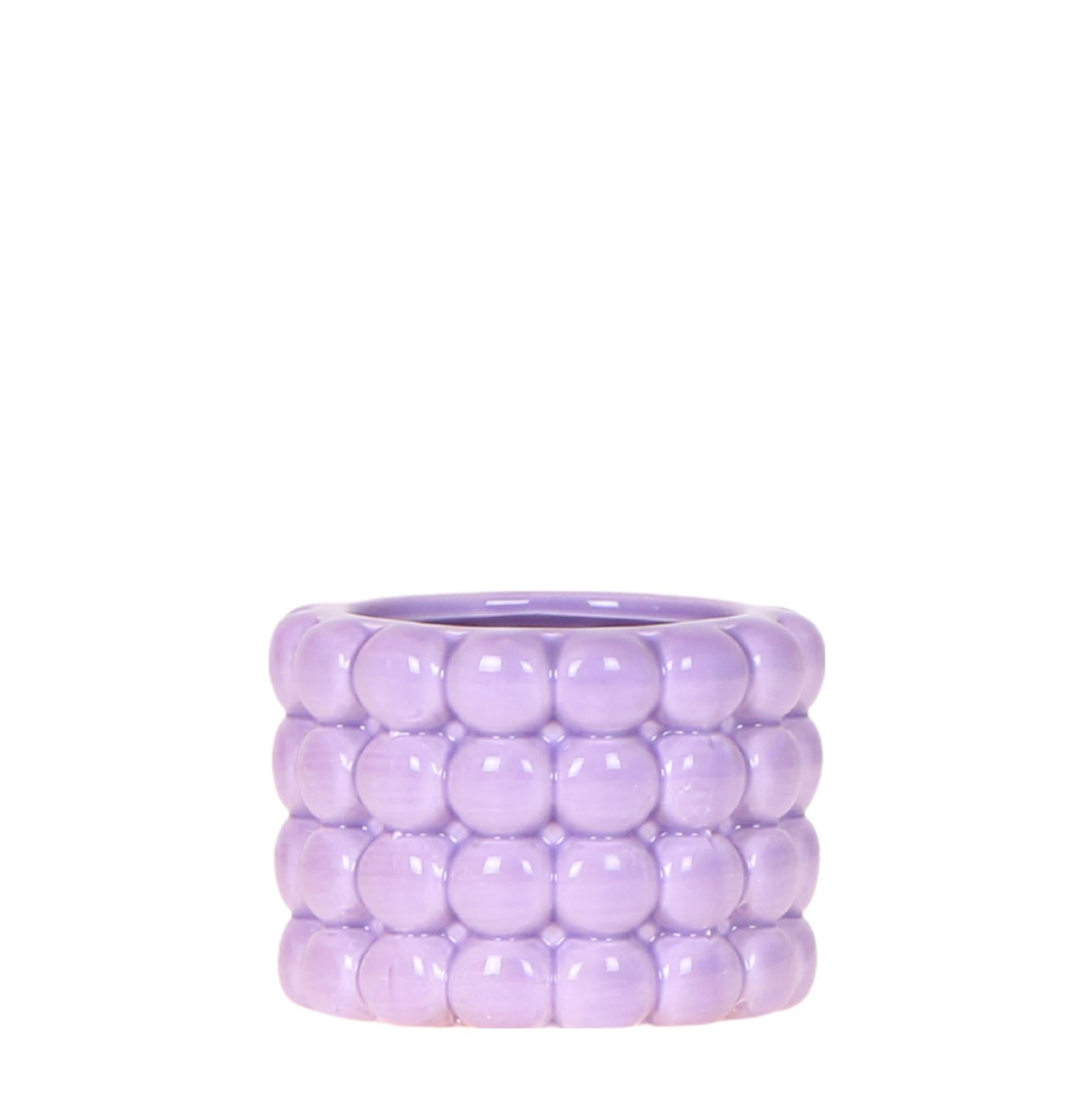 Image of Ziertopf Poppy – Purple – Ø6cm – Kleiner Keramik Blumentopf in glänzendem Violett – Stilvoller Übertopf für Mini-Zimmerpflanzen, Sukkulenten & Kakteen-0
