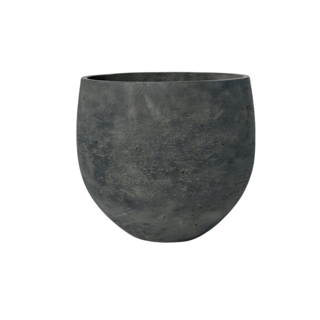 Image of Pflanzgefäß Orb Black Washed – D32xH28cm – Blumentopf in schwarzer Steinoptik – Stilvoller Pflanzkübel für Innen & Außen-0