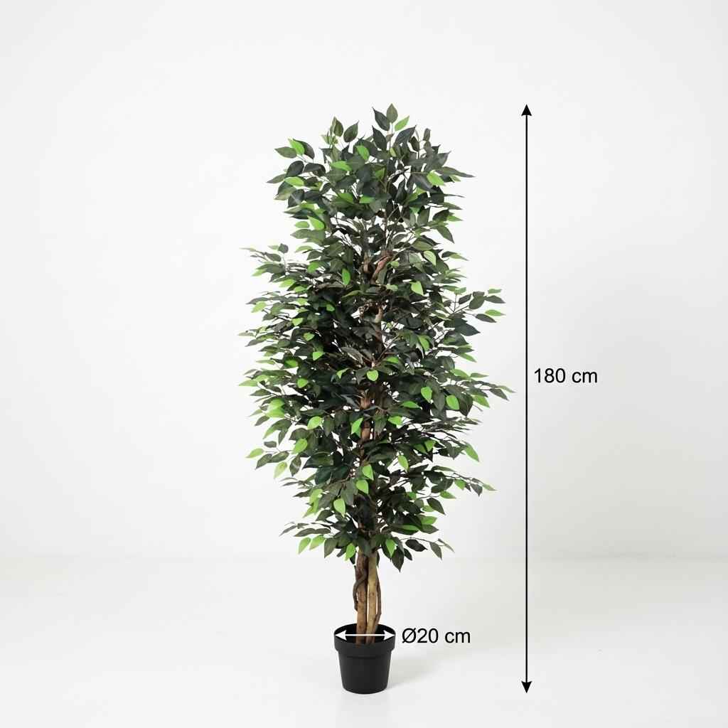 Image of Ficus Benjamina Kunstpflanze 180cm – Große Birkenfeige Deko Pflanze – Pflegefreie Zimmerpflanze für Wohnzimmer Büro & Empfangsbereich-4