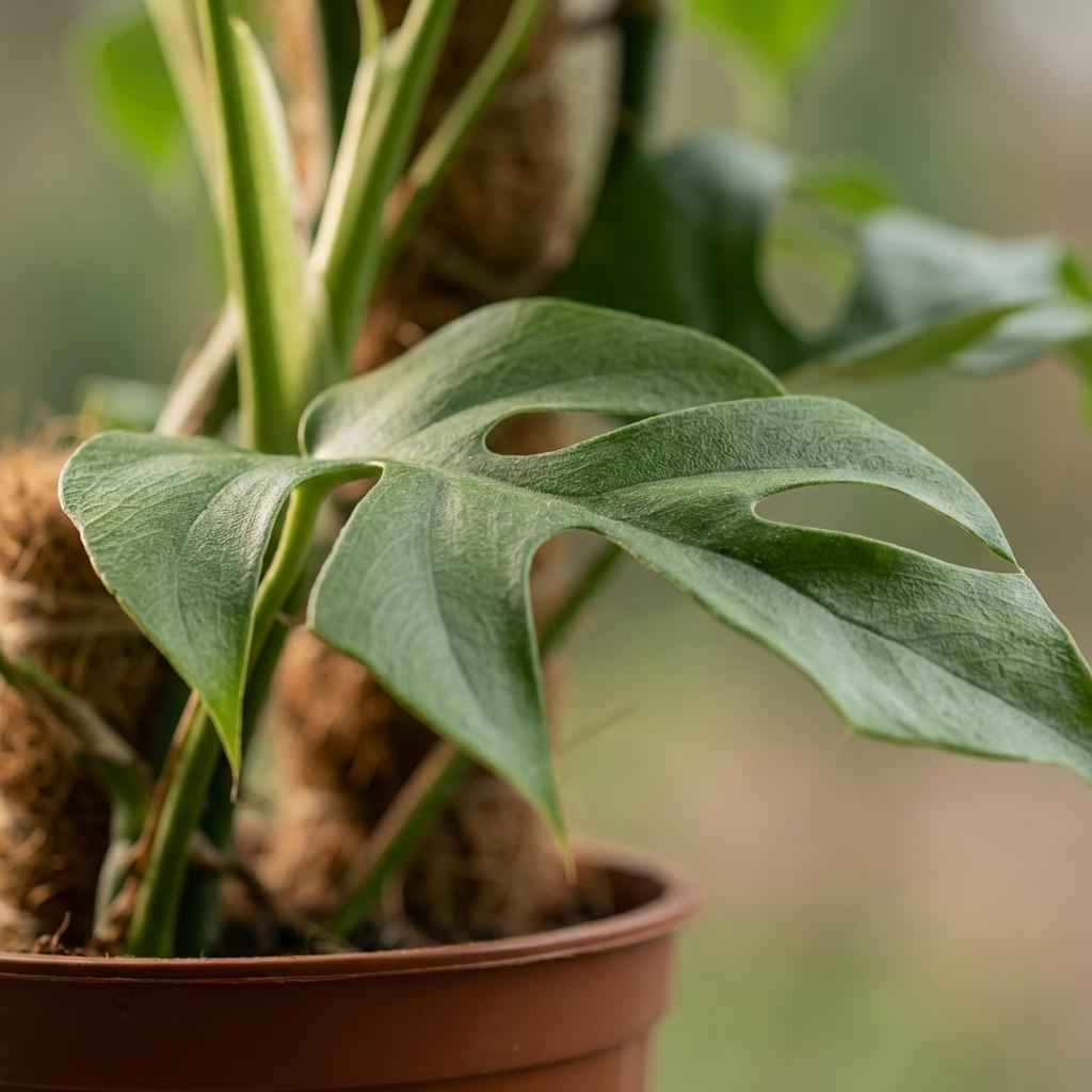Image of Monstera Minima am Moosstab grün 90cm 19cm Zimmerpflanze pflegeleicht Kletterpflanze mit dekorativen geschlitzten Blättern für Zimmer & Büro