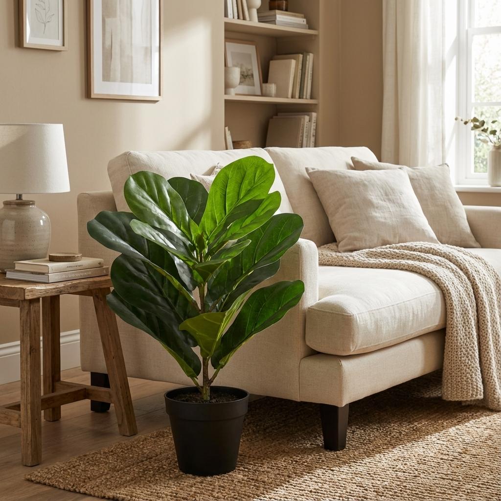 Image of Ficus lyrata Kunstpflanze 40cm – Kompakte Geigenfeige Deko Pflanze – Pflegefreie Zimmerpflanze für Fensterbank Büro & Regal-4