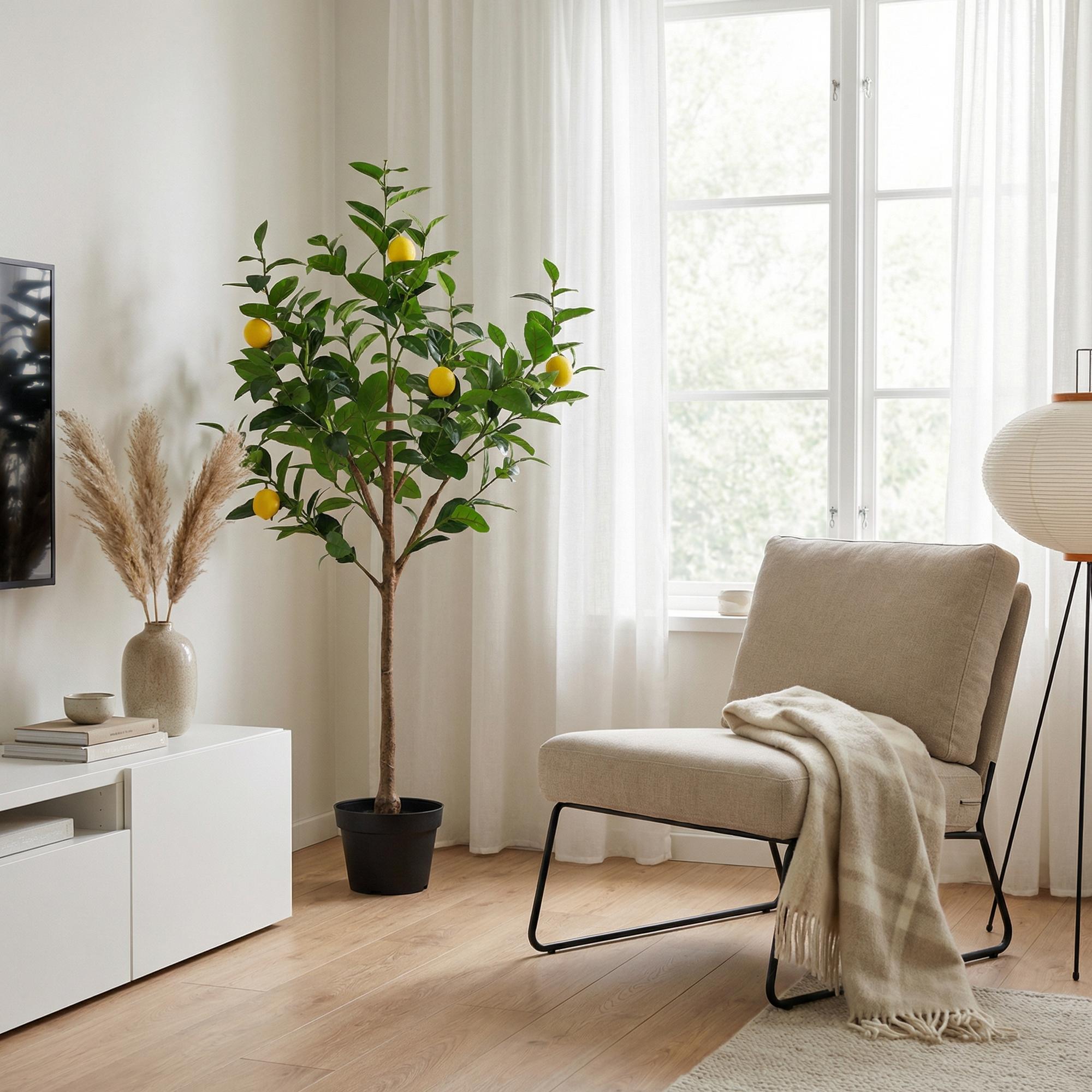 Image of Kunstpflanze Zitronenbaum150cm – künstlicher Lemon Tree – realistische Blätter & Zitronenoptik – pflegeleichter Deko-3