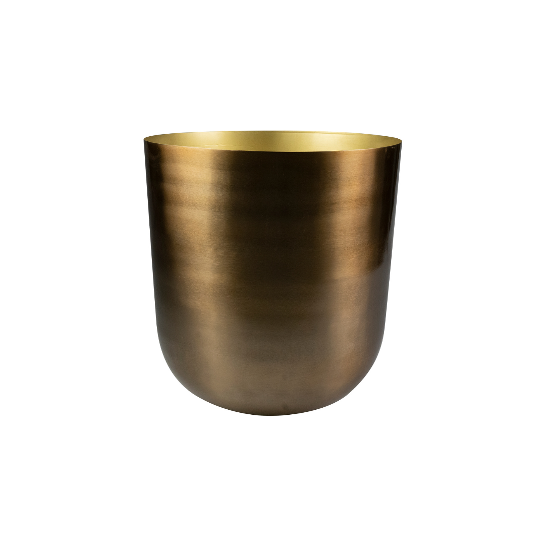 Image of Pflanztopf Mayk Gold – D20cm x H22cm – eleganter Blumentopf mit Bronze – Gold – Optik – dekorativer Übertopf für Zimmerpflanzen Wohnzimmer & Büro-0