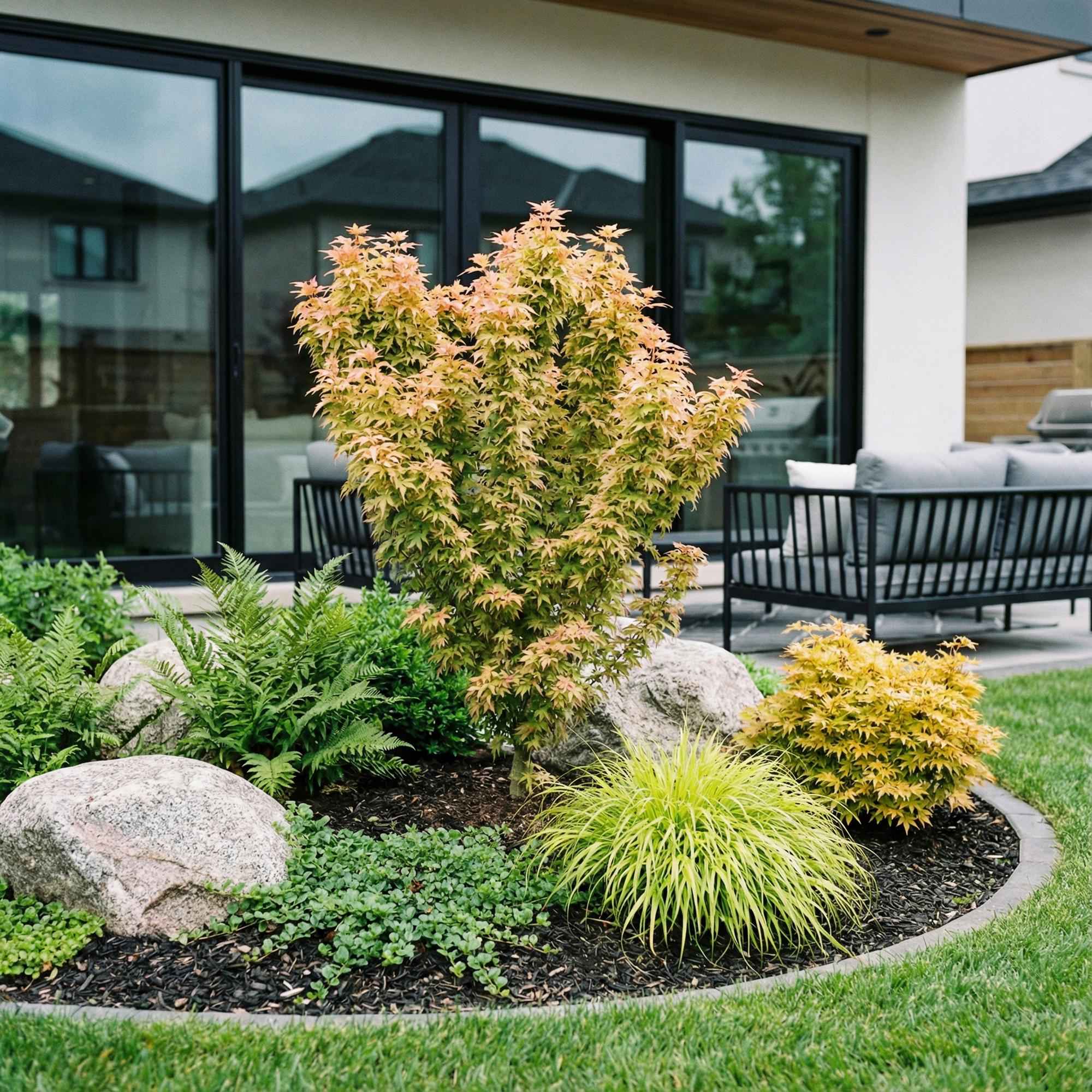 Image of Japanischer Ahorn Acer palmatum Koto Hime, laubabwerfende Gartenpflanze in Grün, kompakter Zierahorn für Garten und Kübel, Ø26cm, 90cm hoch, für-1