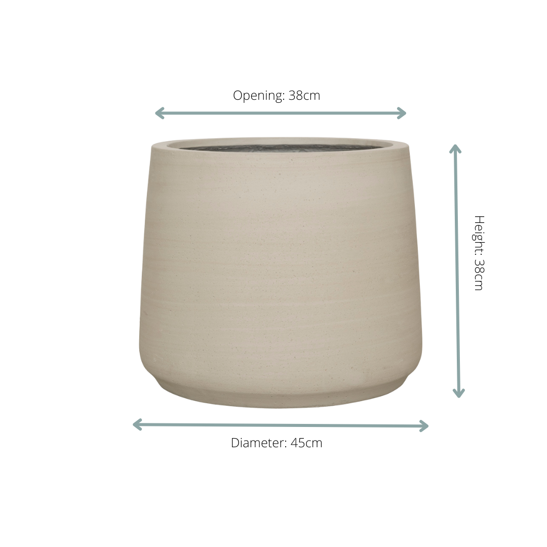 Image of Pflanzgefäß Jumbo Patt Beige Washed – D45xH38cm – Blumentopf in Beton – Optik – Stilvoller Pflanzkübel für Innen & Außen