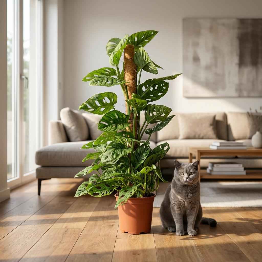 Image of Monstera adansonii Monkey Mask am Moosstab grün 90cm 19cm Zimmerpflanze pflegeleicht Kletterpflanze mit dekorativen Blättern für Wohnzimmer Büro-3