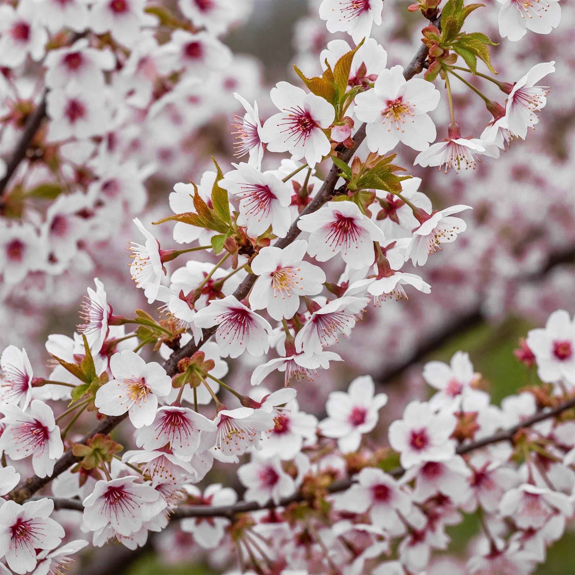 Image of Fuji – Kirsche Prunus incisa Kojou – no – mai – 19cm Höhe ca.90cm – Weiß blühende Terrassenpflanze – Winterhart & laubabwerfend-3