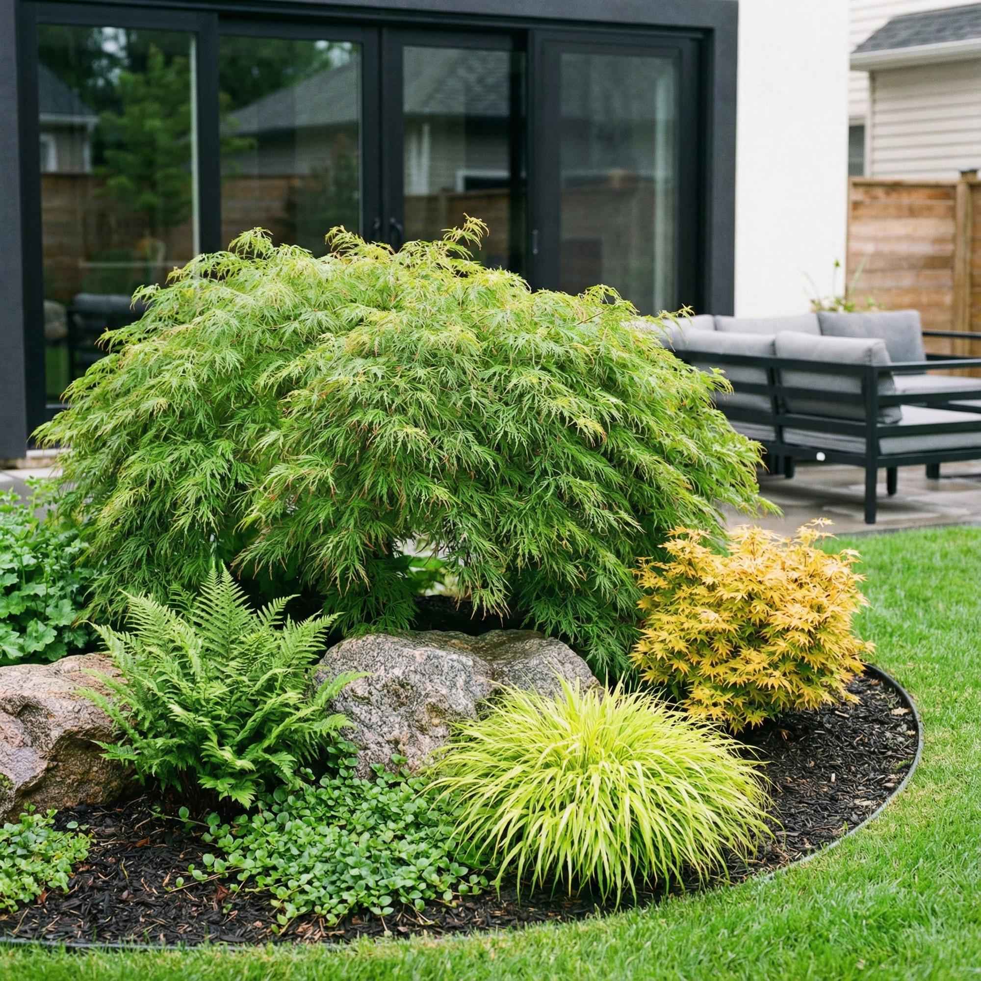 Image of Japanischer Ahorn Acer palmatum Emerald Lace, laubabwerfende Gartenpflanze in Grün, fein geschlitzter Zierahorn für Garten und Kübel, Ø26cm, 90cm-1