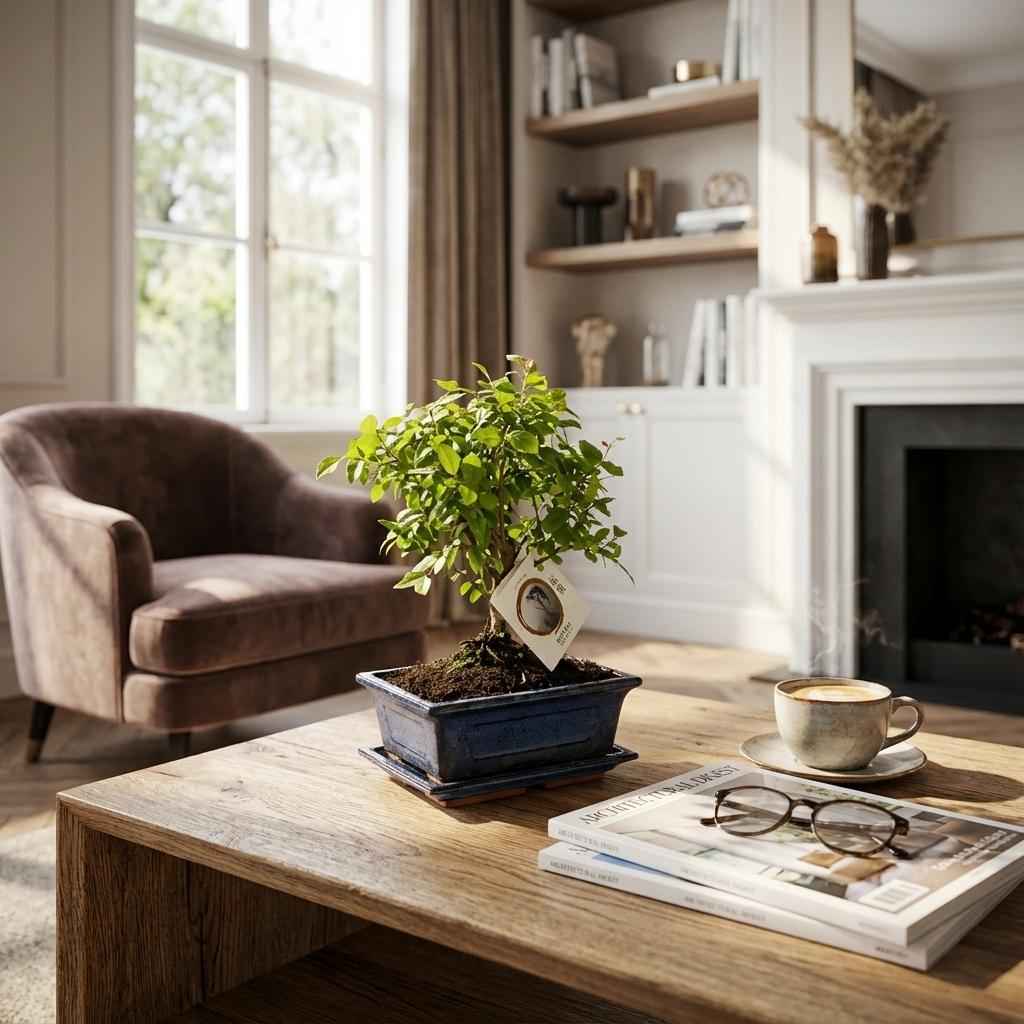 Image of Bonsai Baum mit kugelförmiger Krone Höhe 25-30cm – Klassischer Miniaturbaum in dekorativer Keramikschale – Elegante Zimmerpflanze für Wohnraum & Büro-1