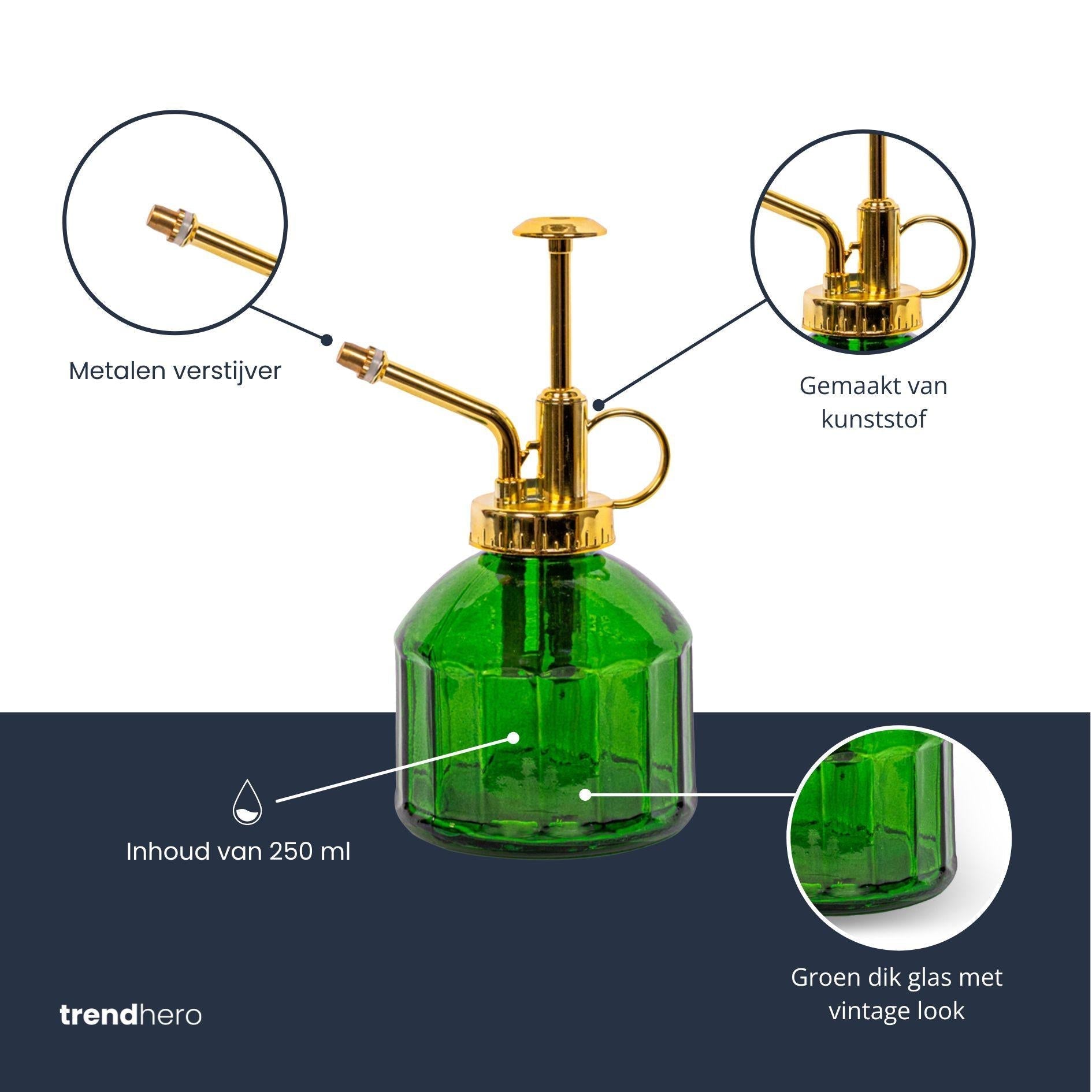 Image of Pflanzensprüher – Grün – Glas – 0,25L – Feiner Sprühnebel – Retro – Design – Handpumpe – Für Zimmerpflanzen & Stecklinge-1