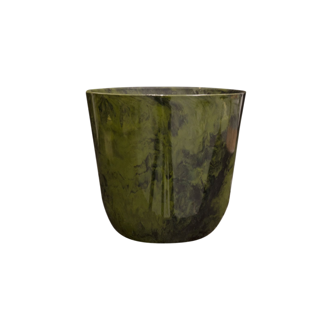 Image of Pflanztopf Palermo Marble Grün – D35xH32cm – Stilvoller Blumentopf in Marmoroptik – , wetterfester Pflanzkübel aus robustem Kunststoff-0