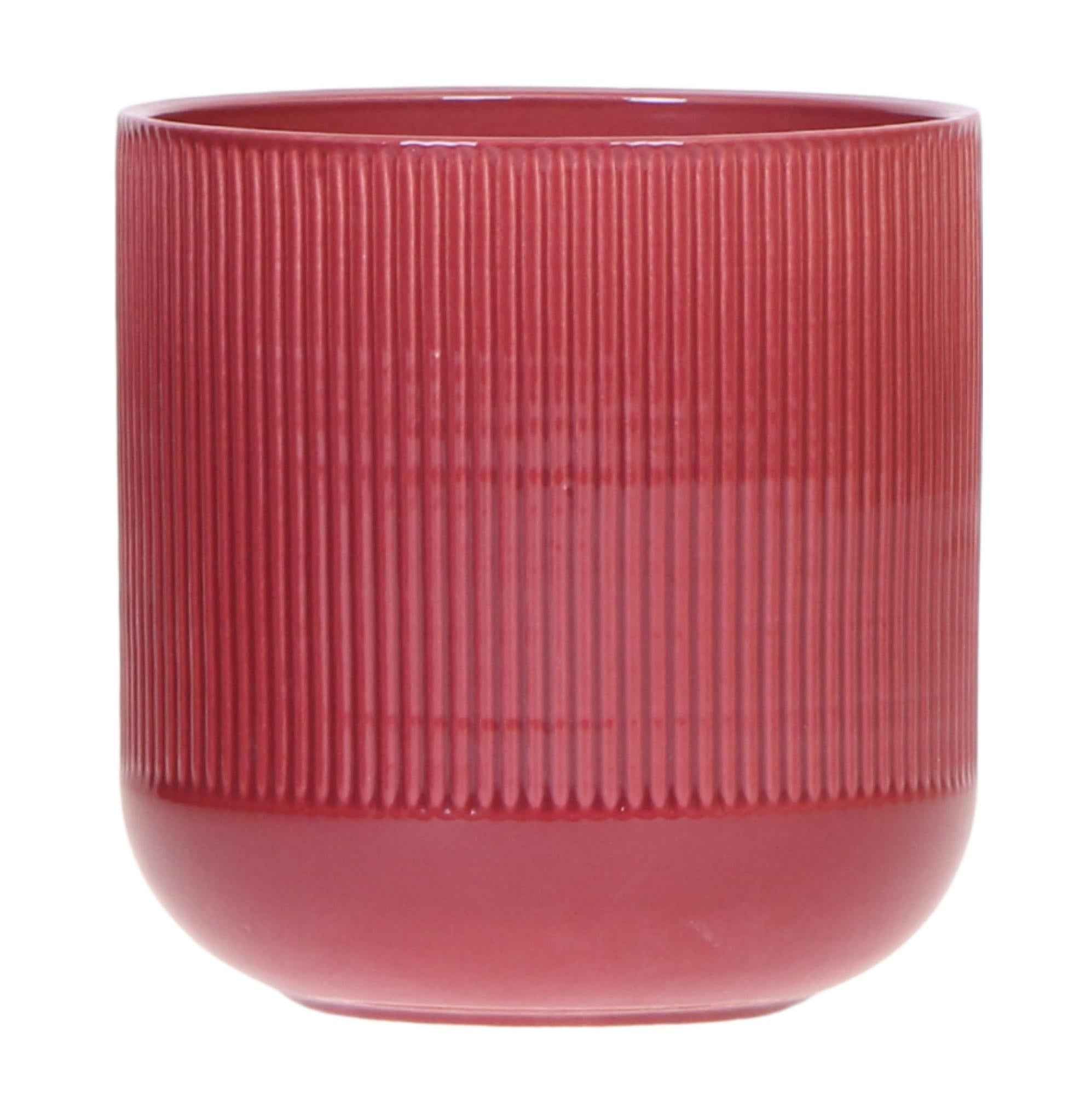 Image of Flare Dekotopf Red – Ø12cm – Stilvoller Blumentopf mit markantem Rillenmuster – Retro – inspiriertes Design der Bold Seventies Kollektion-0