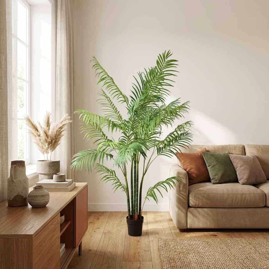 Image of Areca Palme Kunstpflanze 190cm – Große Goldfruchtpalme Deko Pflanze – Pflegefreie Kunstpalme für Wohnzimmer Büro & Empfangsbereich-4
